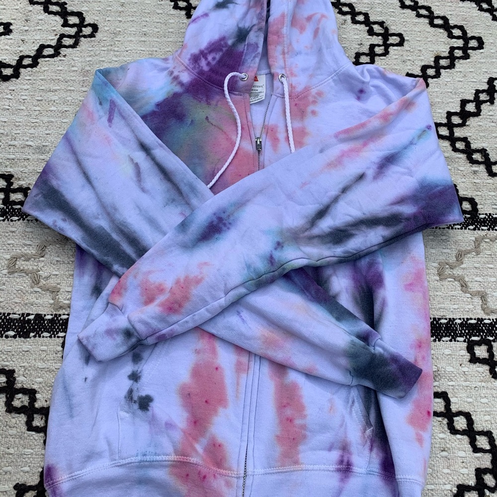 NWT multi tie dye l/s hooded zip-up sweatshirt